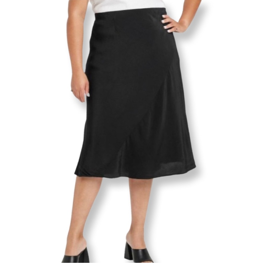 Ava & Viv Black Flowy Midi Skirt, size X